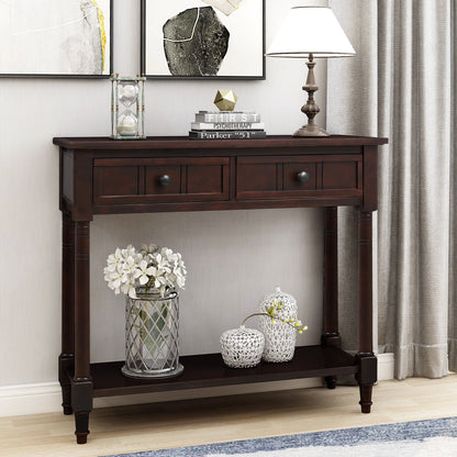 Series Console Table Traditional Design with Two Drawers and Bottom Shelf - Meissalivve