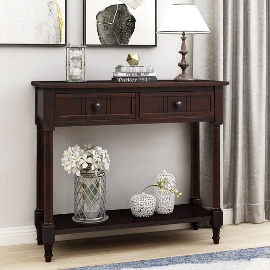 Series Console Table Traditional Design with Two Drawers and Bottom Shelf - Meissalivve