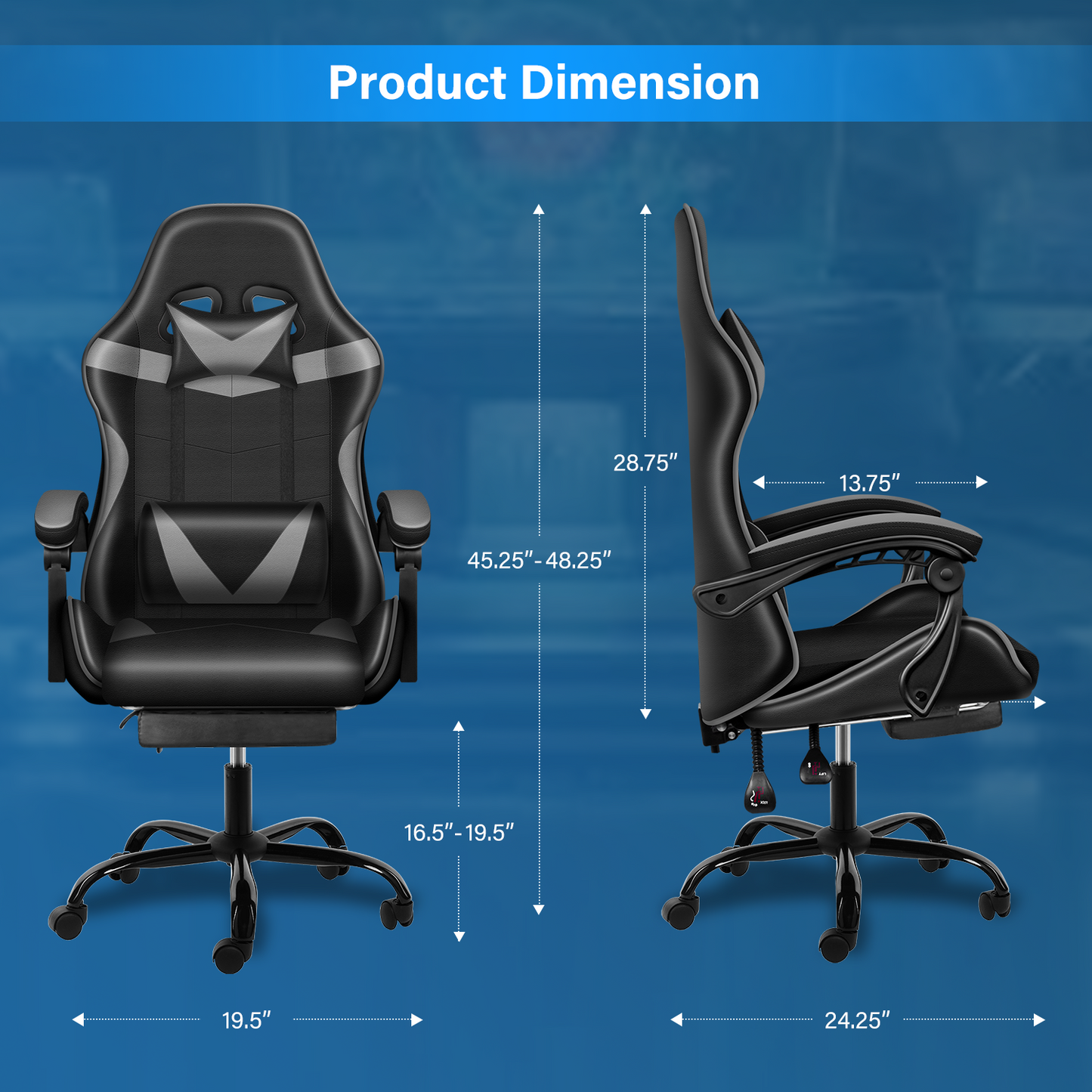 Recliner Gaming Office High Back Computer Ergonomic Chair with footrest - Meissalivve