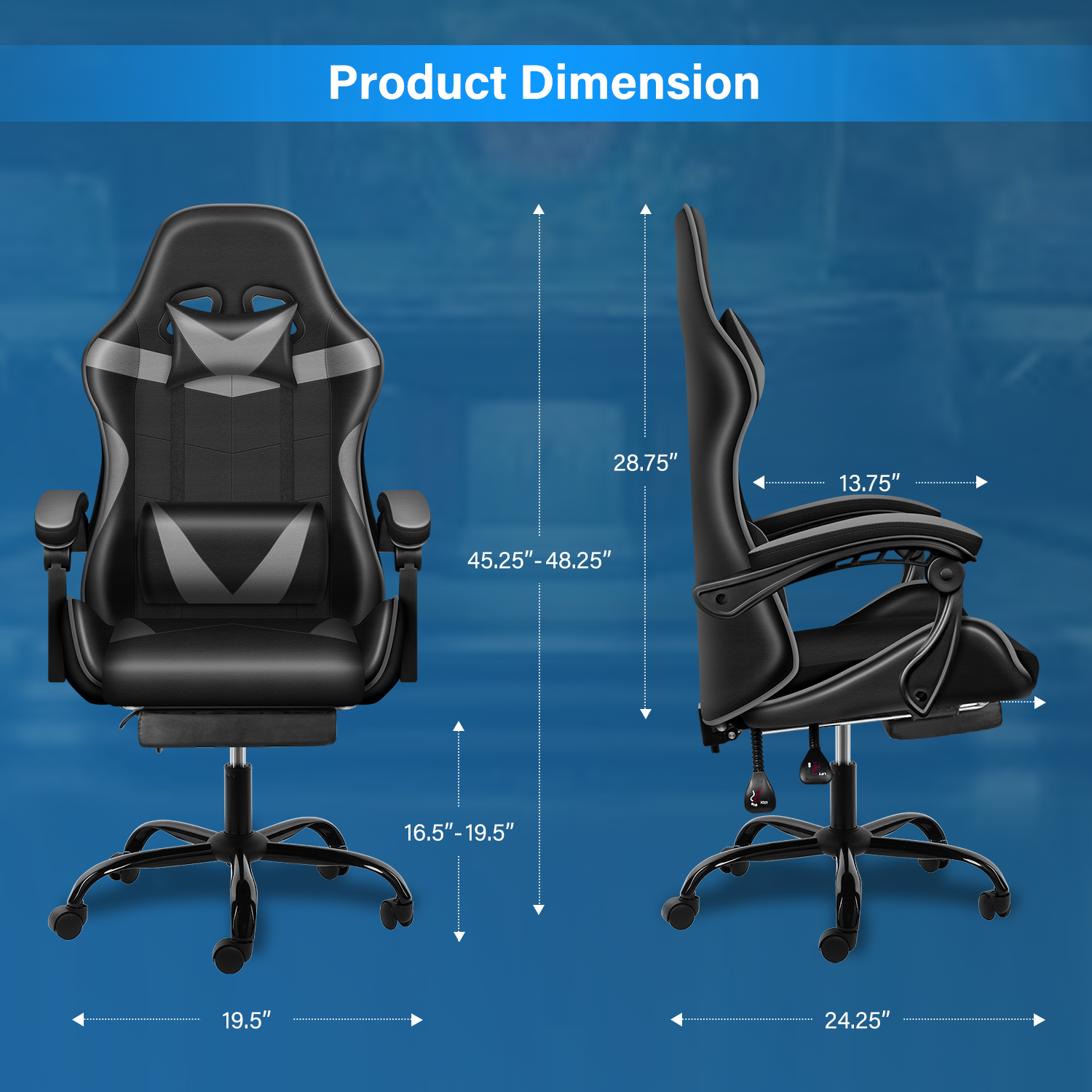 Recliner Gaming Office High Back Computer Ergonomic Chair with footrest - Meissalivve