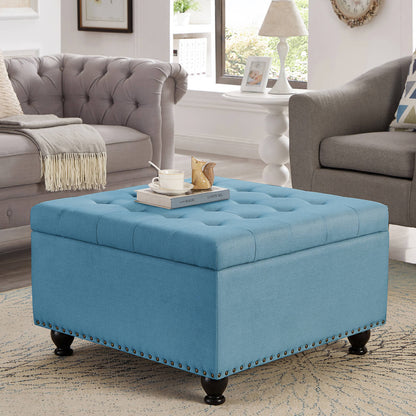 Large square storage ottoman with wooden legs - Meissalivve